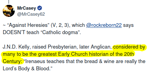 J.N.D. Kelly, raised Presbyterian, later Anglican, considered by many to be the greatest Early Church historian of the 20th Century